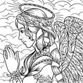 Beautiful angel girl coloring book for adults Royalty Free Stock Photo